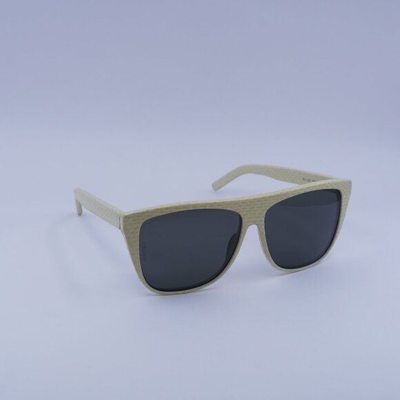 Saint Laurent SL1 021 Sunglasses Ivory Square Frame, Grey Lenses - Picture 1 of 11